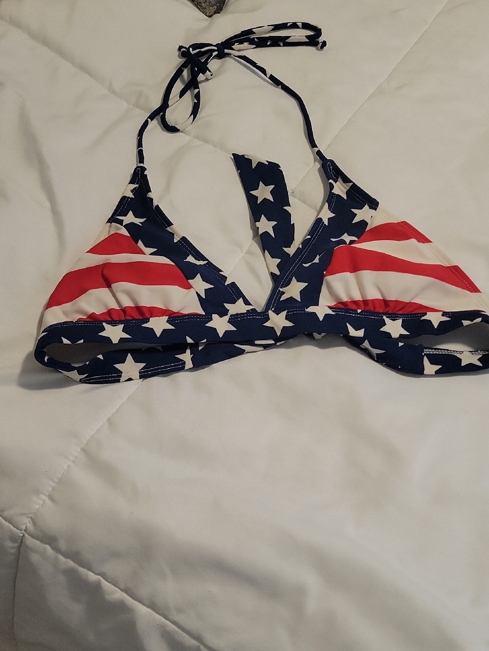 NWOT Catalina Women’s Stars & Stripes Triangle Bikini Top - Red/Blue/White SZ SM